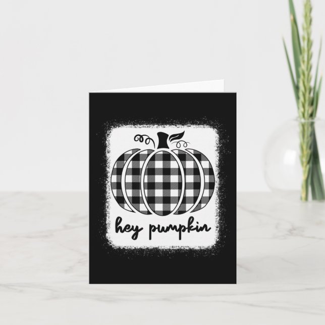 Fall Black And White Plaid Hey Pumpkin 1  Card (Front)