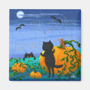 Fall Black Cat Mouse Creationarts Magnet
