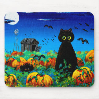 Fall Black Cat Pumpkin Patch Mouse Pad