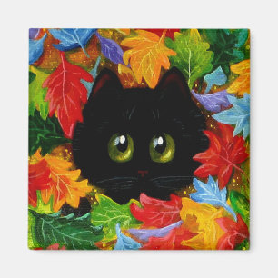 Fall Black Cats Creationarts Magnet