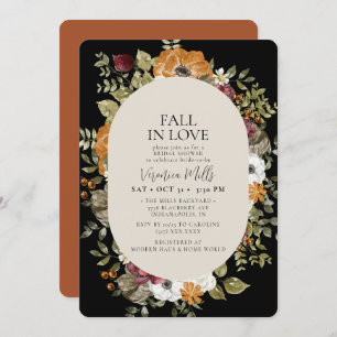 Fall  Black Ivory Terracotta  Bridal Shower  Invitation