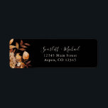 Fall Black Return Address Return Address Label<br><div class="desc">This elegant fall wedding return address label features hand-painted watercolor burnt orange and terracotta leaves,  cream and beige dahlias,  and beautiful rust-coloured roses on a black background. Find matching items in the Black Autumn Romance Collection.</div>