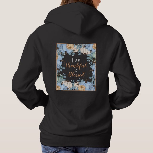 Fall Blessed and Thankful Long Sleeve Women's Hoodie (Back)