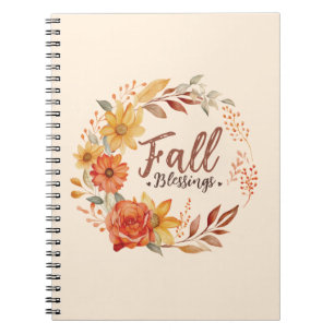 Fall Blessings – Autumn Leaves & Floral Wreath Notebook