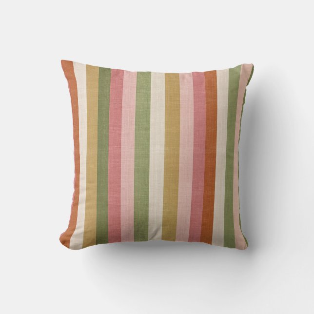 Fall Blessings Autumn Romance Stripe Throw Pillow (Front)