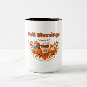 Fall Blessings Hoodie, Christian Autumn Pumpkin Two-Tone Coffee Mug