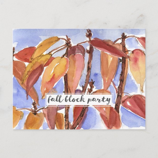 Fall Block Party Neighborhood Gathering Invitation Postcard (Front)