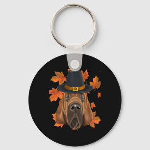 Fall Bloodhound Pilgrim Thanksgiving Key Ring