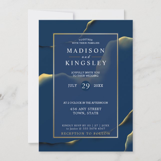 Fall Blue Incredible Budget Wedding Invitation (Front)
