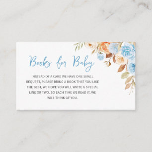 Fall Blue Pumpkin Baby Shower Books for Baby Enclosure Card