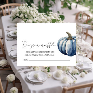 Fall Blue Pumpkin Baby Shower  Diaper Raffle Enclosure Card