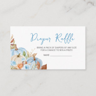 Fall Blue Pumpkin Baby Shower Diaper Raffle Enclosure Card