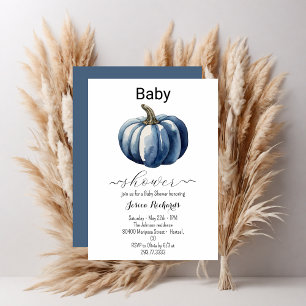 Fall Blue Pumpkin Boy Baby Shower Invitation