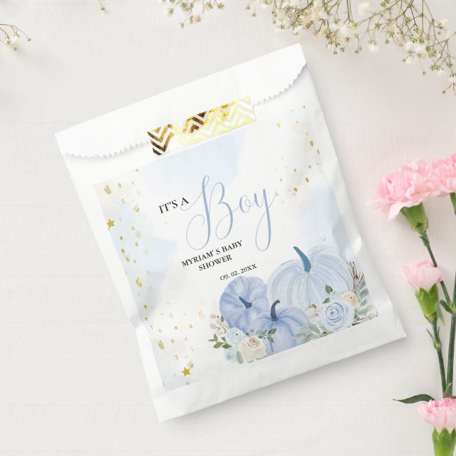 Fall Blue Pumpkin  Floral Boy  Baby shower  Favour Bag (Sealed)