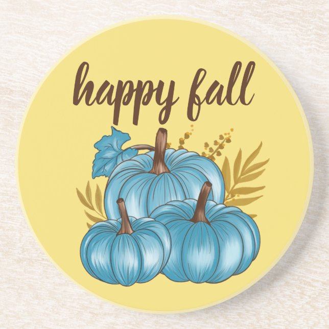 Fall Blue Pumpkins Autumn Coaster (Front)