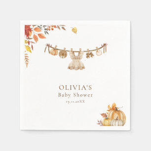 Fall Boho Baby Shower, A Little Pumpkin On Her Way Napkin