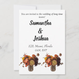 Fall Boho bohemian rustic couple wedding Invitation