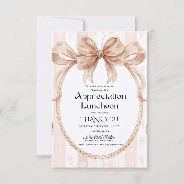 Fall Boho Bow appreciation party grateful party  Invitation (Front)