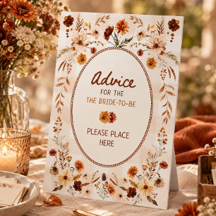 Fall Boho Bridal shower advice for the bride-to-be Pedestal Sign