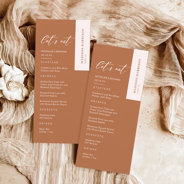 Fall Boho Burnt Orange Wedding Menu (Creator Uploaded)