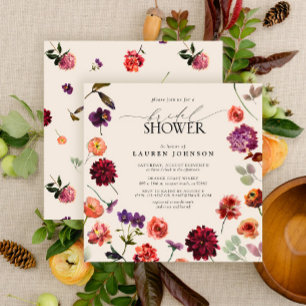 Fall Boho Floral Garden Terracotta Bridal Shower Invitation
