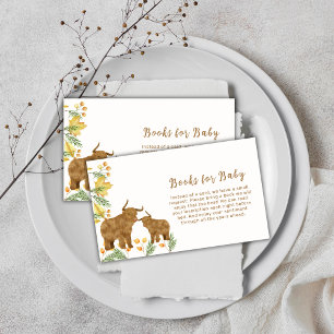 Fall Boho Highland Cow Books For Baby Shower Enclosure Card