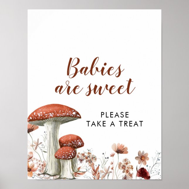 Fall Boho Mushroom Floral Babies are Sweet Sign (Front)