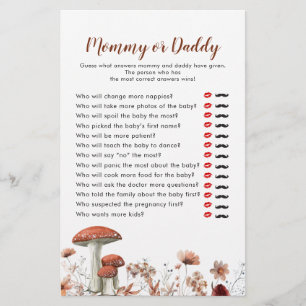 Fall Boho Mushroom Floral Mummy or Daddy Games