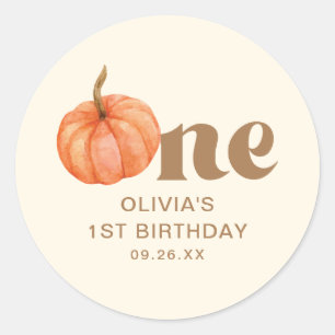 Fall boho Pumpkin 1st Birthday Classic Round Sticker