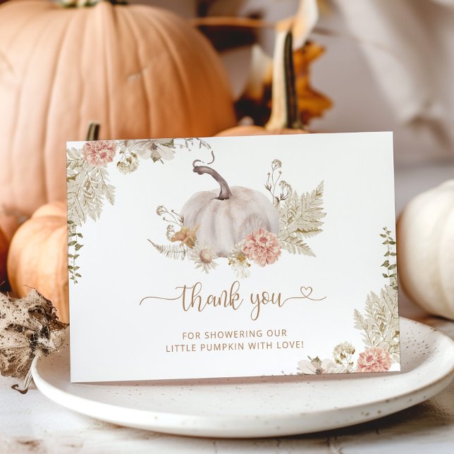 Fall Boho pumpkin baby shower thank you card (Creator Uploaded)
