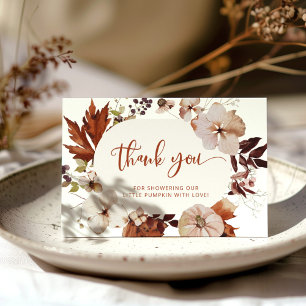 Fall Boho pumpkin baby shower thank you card