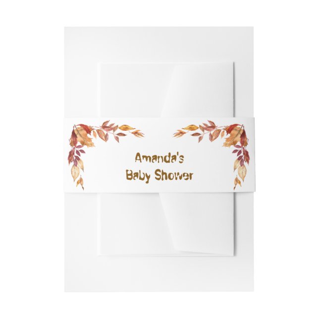 Fall boho Rustic Baby Shower Invitation Belly Band (Front Example)