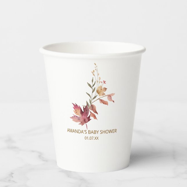 Fall boho Rustic Baby Shower Paper Cups (Front)