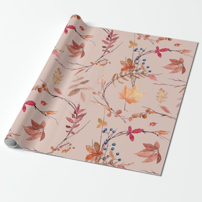 Fall boho Rustic Baby Shower Wrapping Paper (Unrolled)