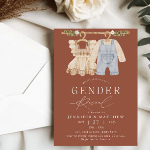 Fall Boho Terracotta Gender Reveal Invitation