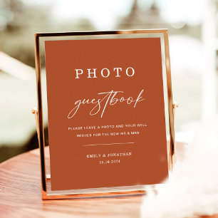 Fall Boho Terracotta Wedding Photo Guest book Sign