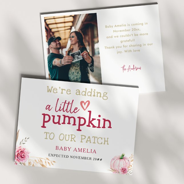 Fall Boho Thanksgiving Pumpkin Baby Announcement (Creator Uploaded)