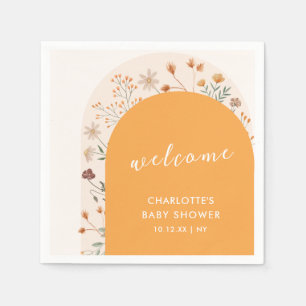 Fall Boho Wildflower Arch Baby Shower Welcome Napkin