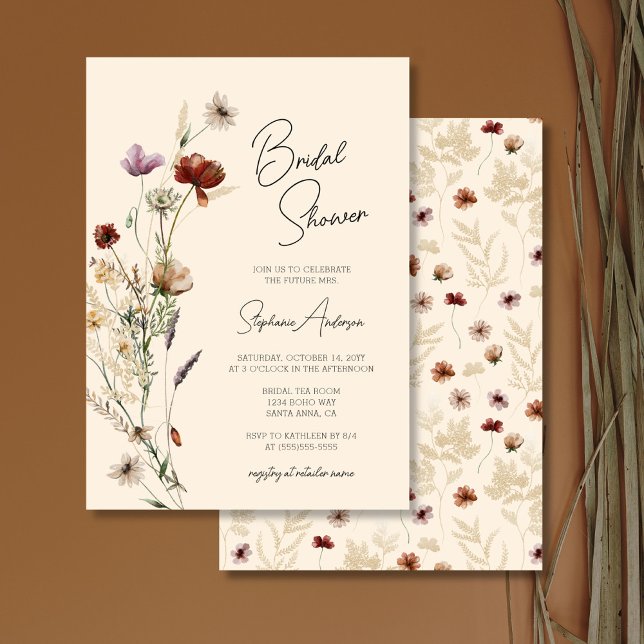 Fall Boho Wildflower Bridal Shower Invitation (Creator Uploaded)