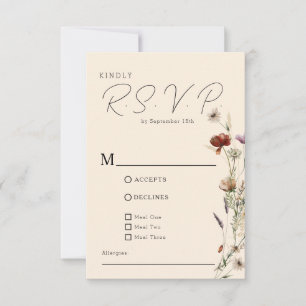 Fall Boho Wildflower Wedding RSVP Card