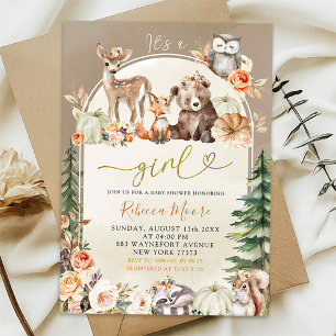 Fall Boho Woodland Forest Baby Shower Invitation
