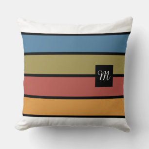 Fall Bold Stripes Monogram Cushion