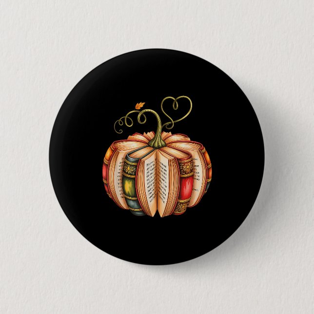 Fall Book Pumpkin Fall Librarians Bookworm Teacher 6 Cm Round Badge (Front)