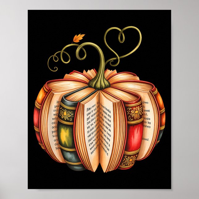 Fall Book Pumpkin Fall Librarians Bookworm Teacher Poster (Front)