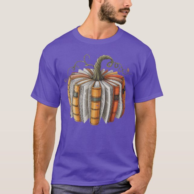 Fall Book Pumpkin Fall Librarians Bookwormeachers  T-Shirt (Front)