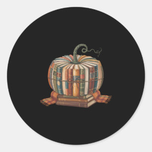 Fall Book Pumpkin Halloween Teacher Librarian Than Classic Round Sticker