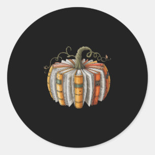 Fall Book Pumpkin Halloween Teacher Librarian Than Classic Round Sticker