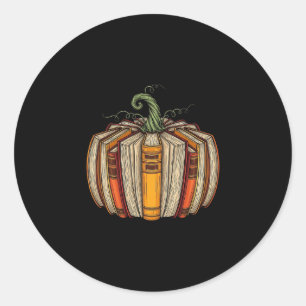 Fall Book Pumpkin Halloween Thanksgiving Bookish B Classic Round Sticker