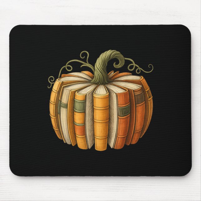 Fall Book Pumpkin Retro Reading Halloween Teacher  Mouse Pad (Front)