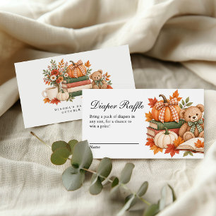 Fall Book Themed Pumpkin Baby Shower Diaper Raffle Enclosure Card